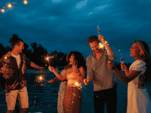 boat party with lighting